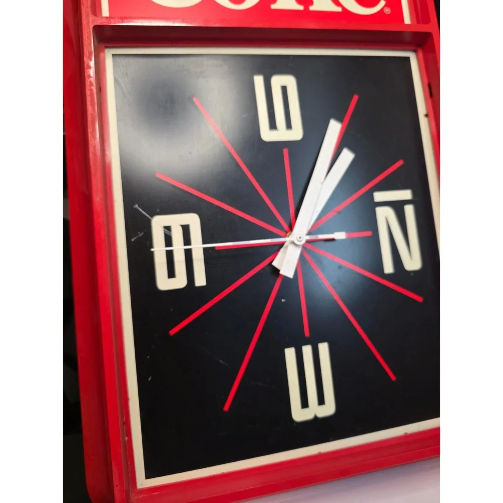 Vintage Enjoy Coca-Cola Electric Wall Clock 20x12 Red Sign Advertising Retro